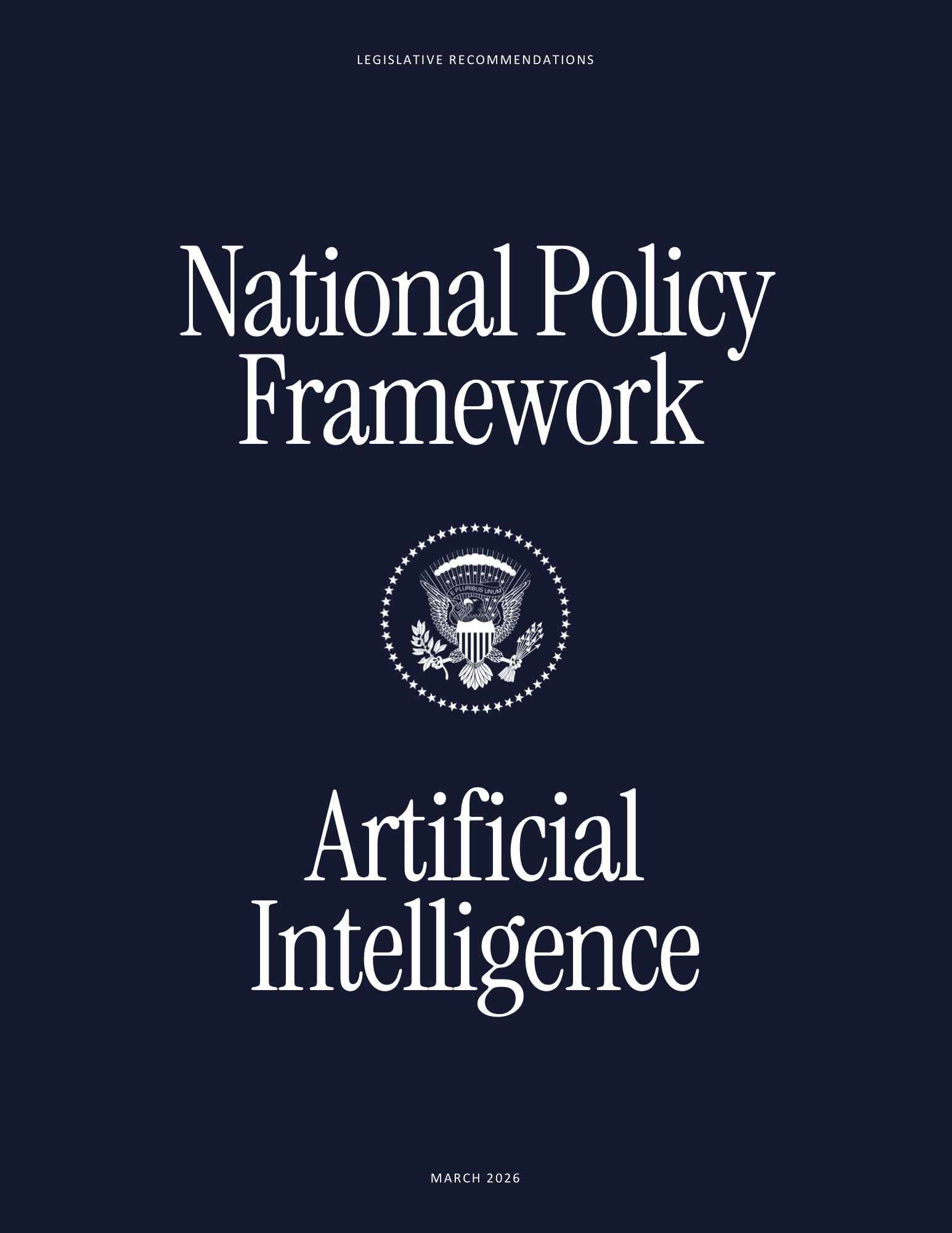 National Policy Framework for Artificial Intelligence — March 2026